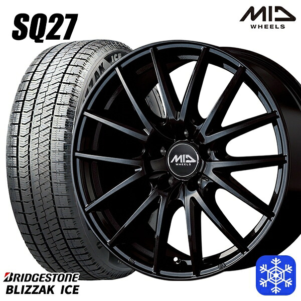 225/50R17 アテンザスポーツ エスティマ 2021~2022年製 ブリヂストン ブリザックアイス MID SQ27 ブラック 17インチ 7.0J 5H114.3 スタッドレスタイヤホイール4本セット|タイヤホイール激安王国