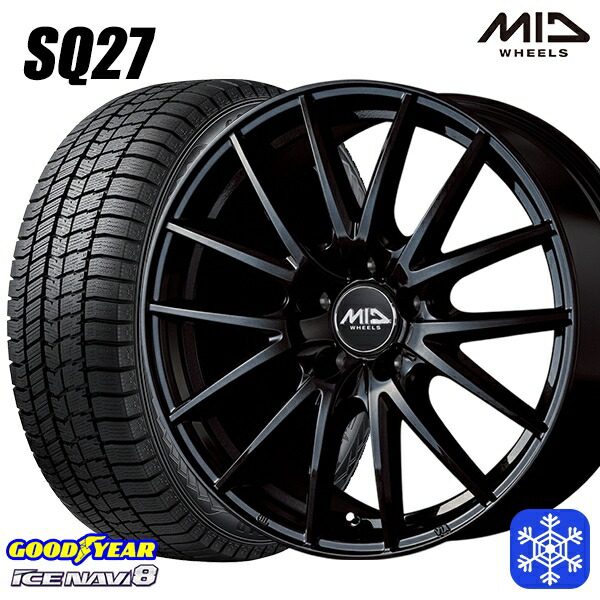 185/60R15 シエンタ(170系) 2024~2025年製 グッドイヤー アイスナビ8 NAVI8 MID SQ27 ブラック 15インチ 6.0J 5H100 スタッドレスタイヤホイール4本セット|タイヤホイール激安王国