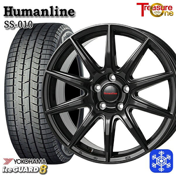 スタッドレスタイヤホイール4本セット 225/60R18 RAV4 レガシィアウントバック 2025年製 ヨコハマ アイスガード8 IG80 トレジャーワン ヒューマンライン SS010 BK 18インチ 8.0J 5H114.3+42