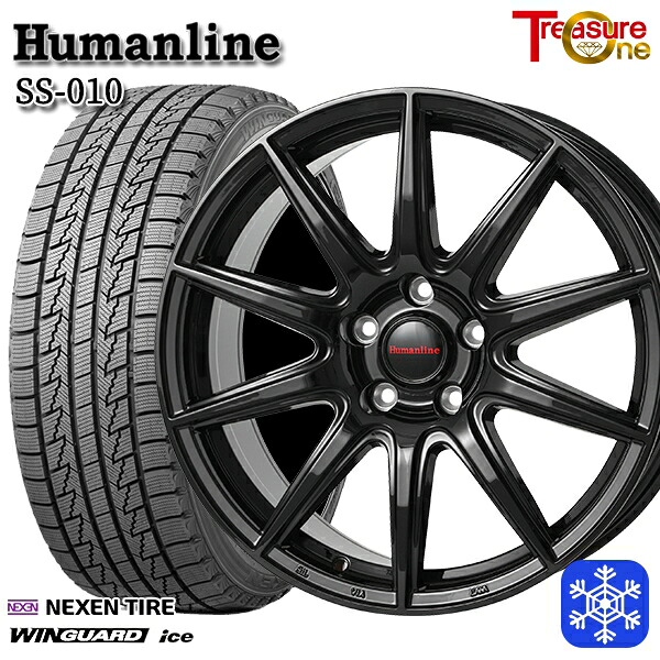 215/65R16 98Q インプレッサXV フォレスターSH系 2024～2025年製 ネクセン ウィンガードアイス トレジャーワン ヒューマンライン SS010 BK 16インチ 6.5J 5H100 スタッドレスタイヤホイール4本セット｜タイヤホイール激安王国