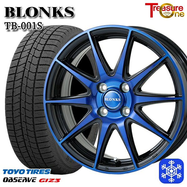 スタッドレスタイヤホイール4本セット 175/65R15 アクア フィット 2024～2025年製 トーヨー オブザーブ ギズ3 レジャーワン ブロンクス TB001S BP/ブルークリア 15インチ 5.5J 4H100