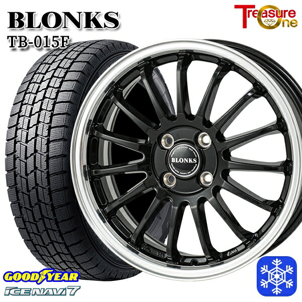 スタッドレスタイヤホイール4本セット 185/55R16 フィットシャトル 2024～2025年製 グッドイヤー アイスナビ7 NAVI7 トレジャーワン ブロンクス TB015F BK/RP 16インチ 6.0J 4H100