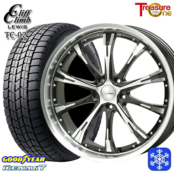 スタッドレスタイヤホイール4本セット 225/45R18 クラウン レヴォーグ 2023～2024年製 グッドイヤー アイスナビ7 NAVI7 トレジャーワン クリフクライムルイス TC02 18インチ7.0J 5H114.3