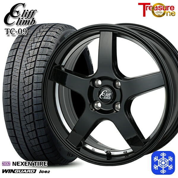 スタッドレスタイヤホイール4本セット 165/55R14 モコ ルークス 2025年製 ネクセン ウィンガードアイス2 トレジャーワン クリフクライム TC09 BK 14インチ 4.5J 4H100