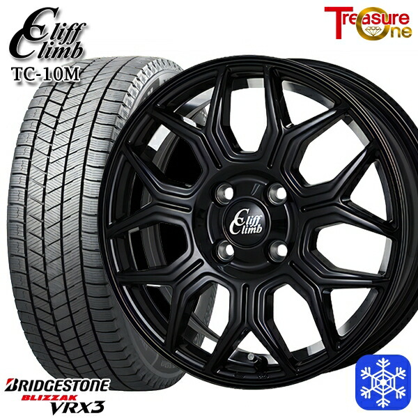 スタッドレスタイヤホイール4本セット 175/55R15 タンク ルーミー 2024～2025年製 ブリヂストン ブリザック VRX3 トレジャーワン クリフクライム TC10M BK 15インチ 5.5J 4H100
