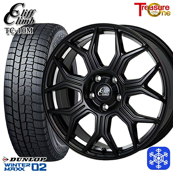 スタッドレスタイヤホイール4本セット 235/50R18 101T アルファード ヴァルファイア 2023年製 ダンロップ ウィンターマックス WM02 ■ トレジャーワン クリフクライム TC10M BK 18インチ 7.0J 5H114.3