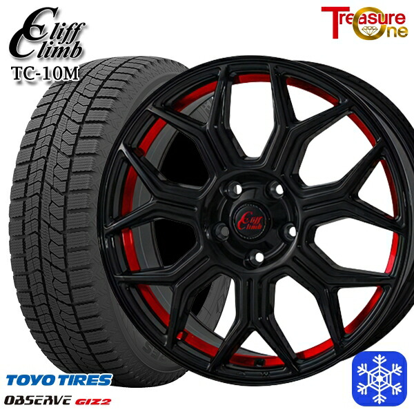スタッドレスタイヤホイール4本セット 215/45R18 キックス マツダ3 2025年製 トーヨー オブザーブ ギズ2 トレジャーワン クリフクライム TC10M BK/レッド 18インチ 7.0J 5H114.3 75,680円