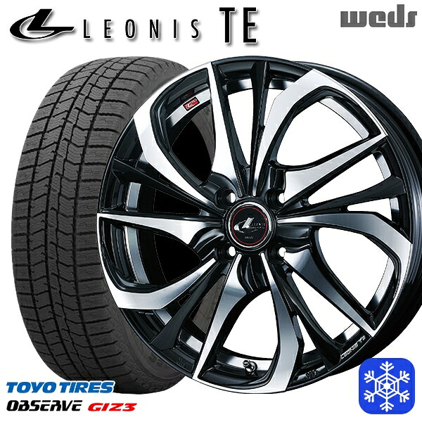 165/55R15 N-BOX タント 2024～2025年製 トーヨー オブザーブ ギズ3 Weds ウェッズ レオニス TE PBMC 15インチ 4.5J 4H100 スタッドレスタイヤホイール4本セット｜タイヤホイール激安王国