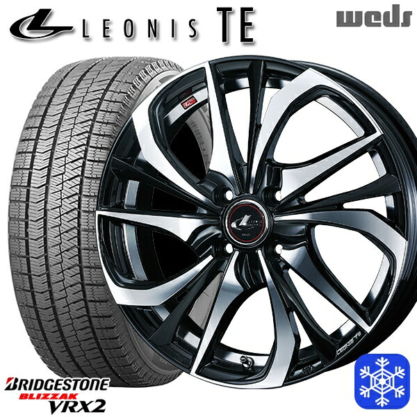 スタッドレスタイヤホイール4本セット 175/65R15 アクア フィット 2023～2024年製 ブリヂストン ブリザック VRX2 Weds ウェッズ レオニス TE PBMC 15インチ 5.5J 4H100