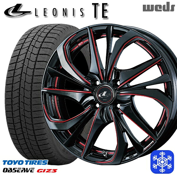 205/50R17 日産オーラ 2024~2025年製 トーヨー オブザーブ ギズ3 Weds ウェッズ レオニス TE BK/SC 17インチ 6.5J 4H100 スタッドレスタイヤホイール4本セット|タイヤホイール激安王国