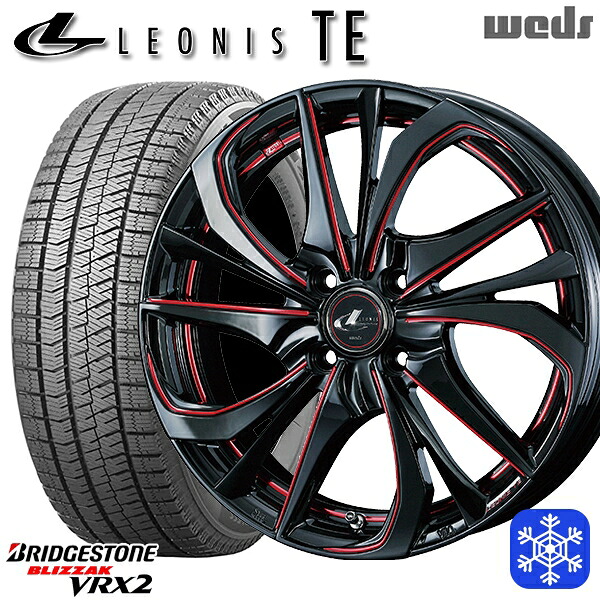 165/60R15 ハスラー ソリオ 2023~2024年製 ブリヂストン ブリザック VRX2 Weds ウェッズ レオニス TE BK/SC 15インチ 4.5J 4H100 スタッドレスタイヤホイール4本セット|タイヤホイール激安王国