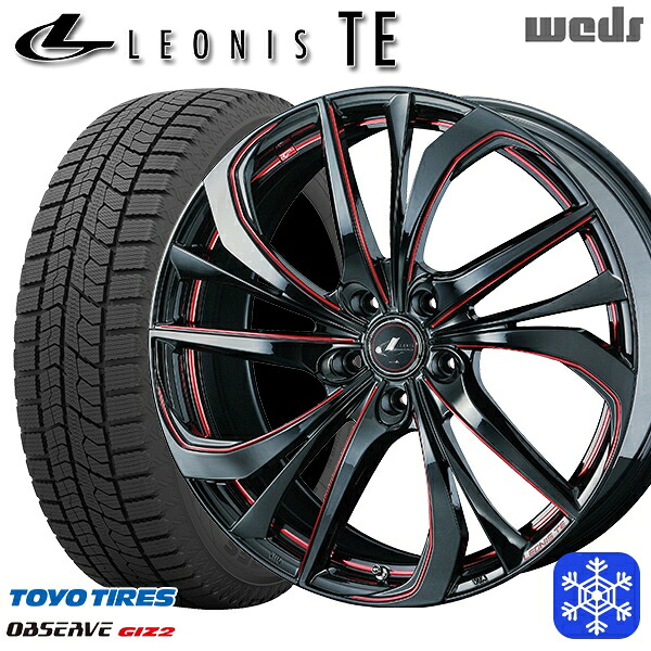 225/50R17 アテンザスポーツ エスティマ 2022～2023年製 トーヨー オブザーブ ギズ2 Weds ウェッズ レオニス TE BK/SC 17インチ 7.0J 5H114.3 スタッドレスタイヤホイール4本セット｜タイヤホイール激安王国