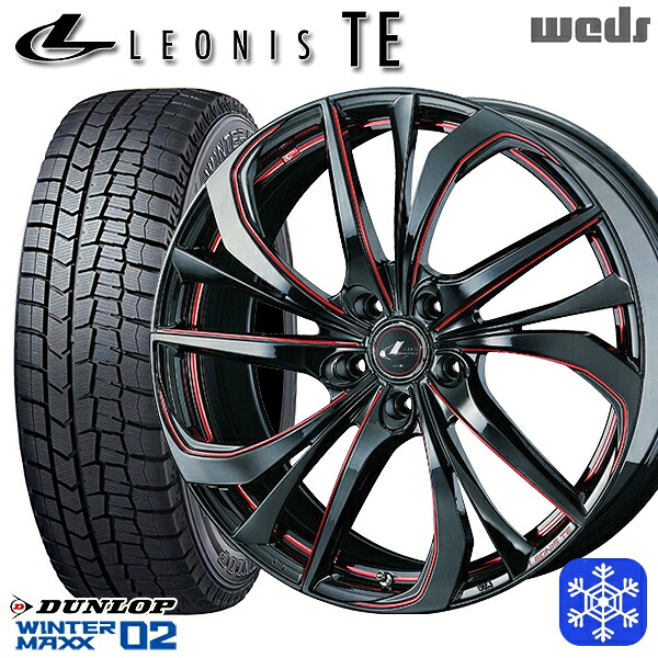 235/50R18 101T XL アルファード ヴァルファイア 2024~2025年製 ダンロップ ウィンターマックス WM02 ■ Weds ウェッズ レオニス TE BK/SC 18インチ 8.0J 5H114.3 スタッドレスタイヤホイール4本セット|タイヤホイール激安王国