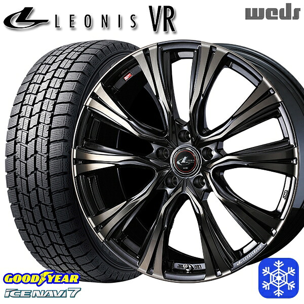 225/45R18 クラウン レヴォーグ 2023~2024年製 グッドイヤー アイスナビ7 NAVI7 Weds ウェッズ レオニス VR PBMC/TI 18インチ7.0J 5H114.3 スタッドレスタイヤホイール4本セット|タイヤホイール激安王国