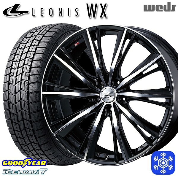 215/60R17 96Q アルファード ヴェルファイア 2025年製 グッドイヤー アイスナビ7 NAVI7 Weds ウェッズ レオニス WX BKMC 17インチ 7.0J 5H114.3 スタッドレスタイヤホイール4本セット|タイヤホイール激安王国