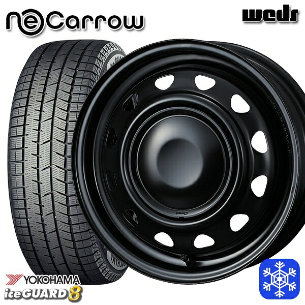 155/65R14 N-BOX タント 2025~2026年製 ヨコハマ アイスガード8 IG80 Weds ウェッズ ネオキャロ セミマットブラック/セミマットブラックキャップ 14インチ 4.5J 4H100 スタッドレスタイヤホイール4本セット|タイヤホイール激安王国