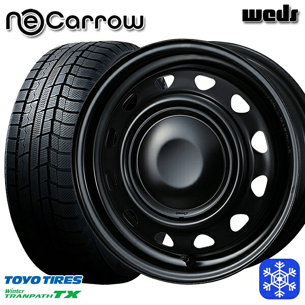 スタッドレスタイヤホイール4本セット 165/65R14 ハスラー ソリオ 2023～2024年製 トーヨー ウィンター トランパス TX Weds ウェッズ ネオキャロ セミマットブラック/ブラックキャップ 14インチ 4.5J 4H100