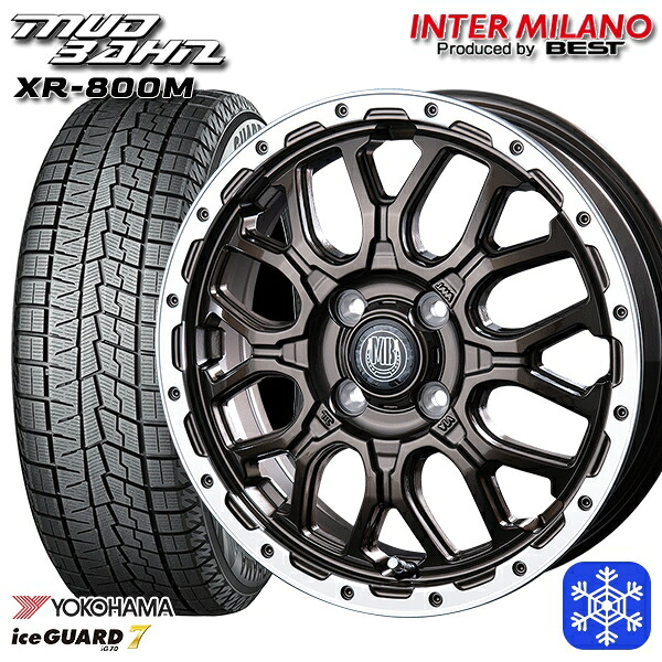 165/55R14 モコ ルークス 数量限定 2022年製 ヨコハマ アイスガード7 IG70 インターミラノ マッドバーン XR-800M GBR/RP 14インチ 4.5J 4H100 スタッドレスタイヤホイール4本セット|タイヤホイール激安王国