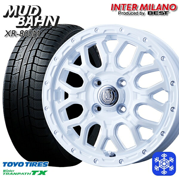165/65R14 ハスラー ソリオ 2024~2025年製 トーヨー ウィンター トランパス TX インターミラノ マッドバーン XR-800M PWH/PP 14インチ 4.5J 4H100+45 スタッドレスタイヤホイール4本セット|タイヤホイール激安王国