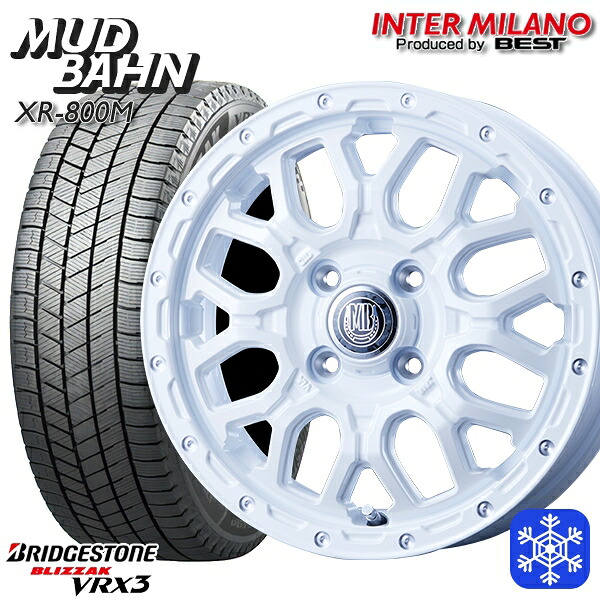 スタッドレスタイヤホイール4本セット 165/60R15 ハスラー ソリオ 2024～2025年製 ブリヂストン ブリザック VRX3 インターミラノ マッドバーン XR-800M PWH/PP 15インチ 4.5J 4H100+45