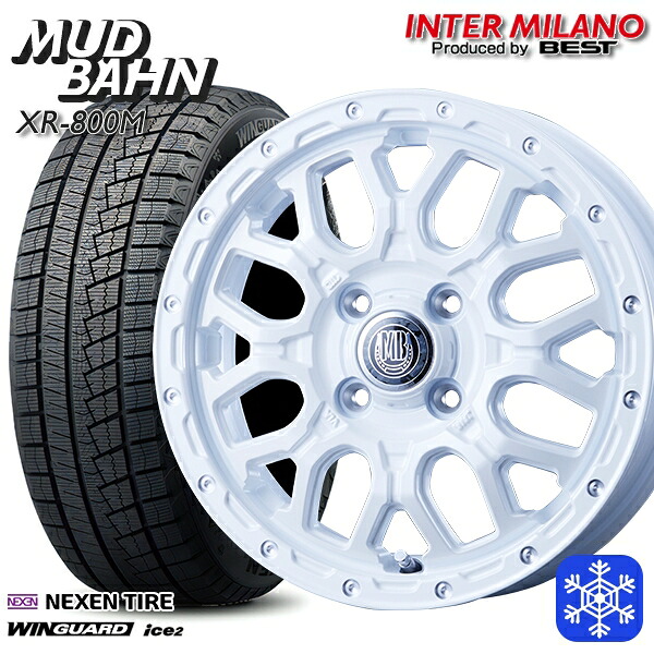スタッドレスタイヤホイール4本セット 165/55R14 モコ ルークス 2025年製 ネクセン ウィンガードアイス2 インターミラノ マッドバーン XR-800M PWH/PP 14インチ 4.5J 4H100+45