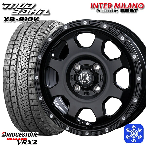 165/65R15 タフト ソリオ 2023~2024年製 ブリヂストン ブリザック VRX2 インターミラノ マッドバーン XR-910K MBK/PP 15インチ 4.5J 4H100 スタッドレスタイヤホイール4本セット|タイヤホイール激安王国