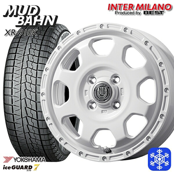 165/55R15 N-BOX タント 2024~2025年製 ヨコハマ アイスガード7 IG70 インターミラノ マッドバーン XR-910K PWH/PP 15インチ 4.5J 4H100+45 スタッドレスタイヤホイール4本セット|タイヤホイール激安王国