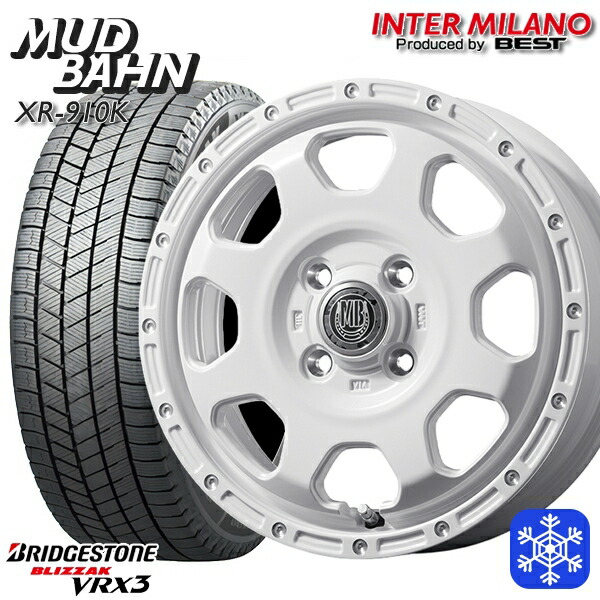 スタッドレスタイヤホイール4本セット 155/65R14 N-BOX タント 2025年製 ブリヂストン ブリザック VRX3 インターミラノ マッドバーン XR-910K PWH/PP 14インチ 4.5J 4H100+45
