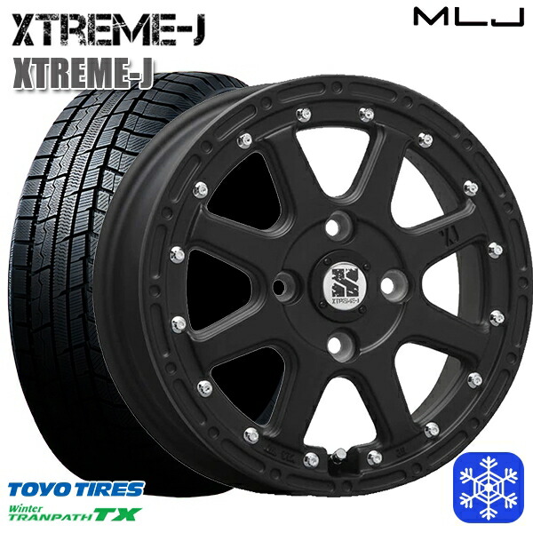 スタッドレスタイヤホイール4本セット 165/55R15 N-BOX タント 2022～2023年製 トーヨー ウィンター トランパス TX MLJ エクストリームJ フラットブラック 15インチ 4.5J 4H100
