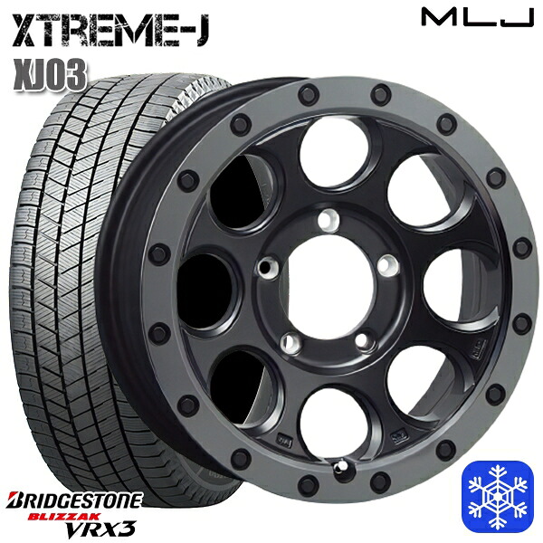 スタッドレスタイヤホイール4本セット 215/70R16 100Q ジムニー 2024～2025年製 ブリヂストン ブリザック VRX3 MLJ エクストリームJ XJ03 FB/スモークフランジ 16インチ 5.5J 5H139.7