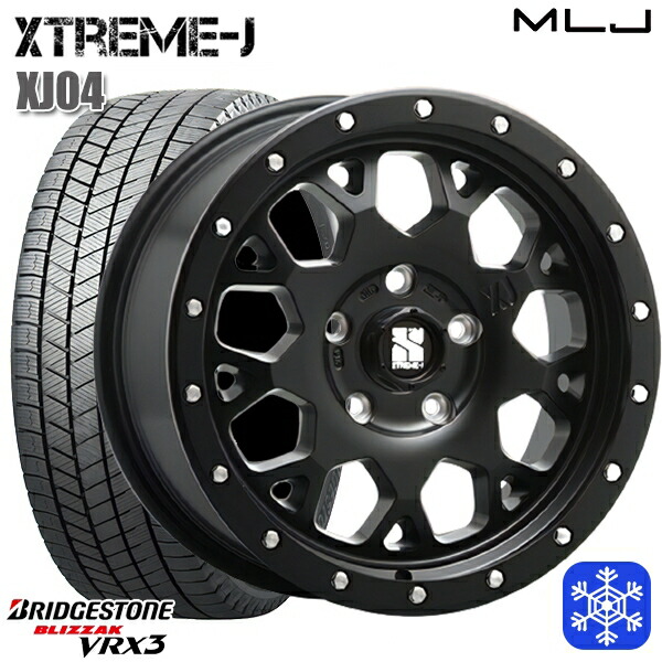 205/60R16 エスティマ マツダ3 2025～2026年製 ブリヂストン ブリザック VRX3 MLJ エクストリームJ XJ04 サテンブラック 16インチ 7.0J 5H114.3 スタッドレスタイヤホイール4本セット｜タイヤホイール激安王国