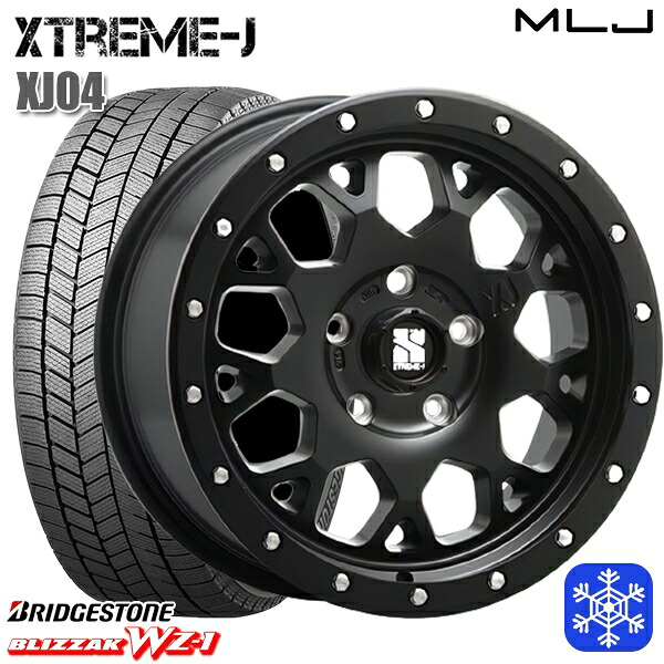 スタッドレスタイヤホイール4本セット 195/60R16 セレナ ステップワゴン 2025年製 ブリヂストン ブリザック WZ1 MLJ エクストリームJ XJ04 サテンブラック 16インチ 7.0J 5H114.3