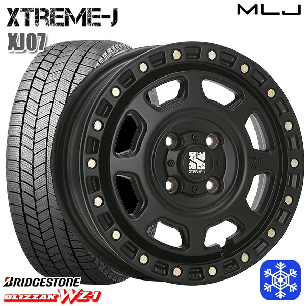 155/65R13 モコ ルークス 2025~2026年製 ブリヂストン ブリザック WZ1 MLJ エクストリームJ XJ07 サテンブラック 13インチ 4.0J 4H100 スタッドレスタイヤホイール4本セット|タイヤホイール激安王国