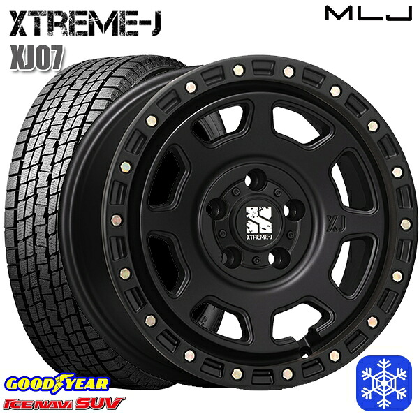 225/65R17 ハリアー RAV4 2023～2024年製 グッドイヤー アイスナビSUV MLJ エクストリームJ XJ07 サテンブラック 17インチ 8.0J 5H114.3 スタッドレスタイヤホイール4本セット｜タイヤホイール激安王国