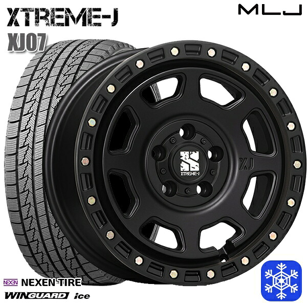 215/65R16 98Q アルファード ヴェルファイア 2024~2025年製 ネクセン ウィンガードアイス MLJ エクストリームJ XJ07 サテンブラック 16インチ 7.0J 5H114.3 スタッドレスタイヤホイール4本セット|タイヤホイール激安王国