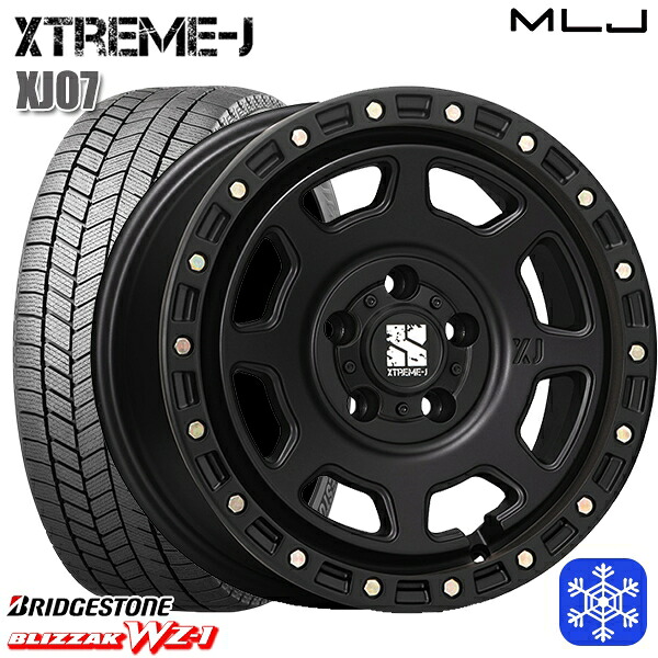 215/60R16 ヤリスクロス ヴェゼル 2025～2026年製 ブリヂストン ブリザック WZ1 MLJ エクストリームJ XJ07 サテンブラック 16インチ 7.0J 5H114.3 スタッドレスタイヤホイール4本セット｜タイヤホイール激安王国
