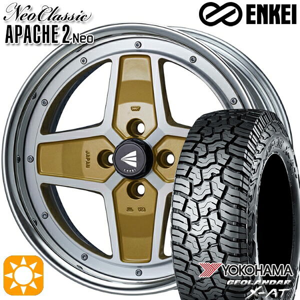 ライズ ロッキー LT215/70R16 100/97Q ヨコハマ ジオランダー X-AT G016 ENKEI ネオクラシック アパッチ2 ネオ [Hi Disk] マシニングゴールド 16インチ 6.0J 4H100 サマータイヤホイールセット