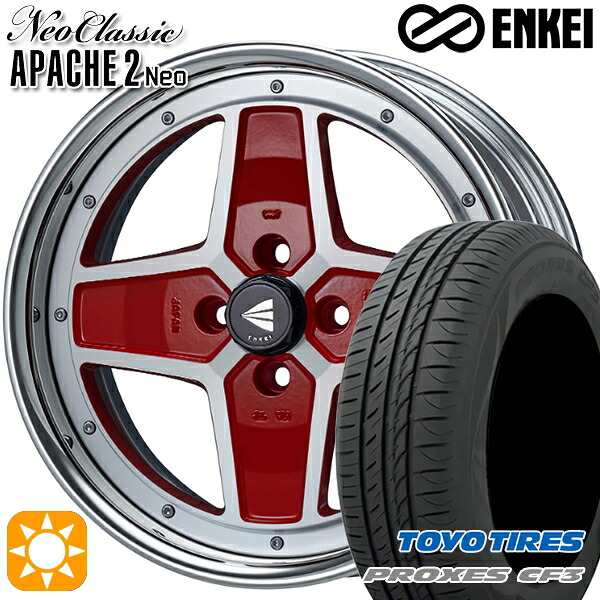 アクア クロスビー 175/60R16 82H トーヨー プロクセス CF3 ENKEI ネオクラシック アパッチ2 ネオ [Hi Disk] マシニングレッド 16インチ 6.0J 4H100 サマータイヤホイールセット｜タイヤホイール激安王国