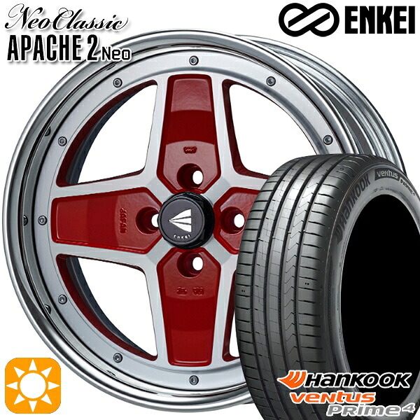 195/55R16 87V ハンコック ベンタスプライム4 K135 ENKEI ネオクラシック アパッチ2 ネオ [Hi Disk] マシニングレッド 16インチ 6.0J 4H100 サマータイヤホイールセット｜タイヤホイール激安王国