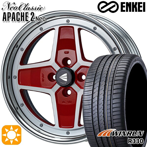 アクア ヤリス 195/45R17 85W XL ウィンラン R330 ENKEI ネオクラシック アパッチ2 ネオ [Hi Disk] マシニングレッド 17インチ 6.5J 4H100 サマータイヤホイールセット