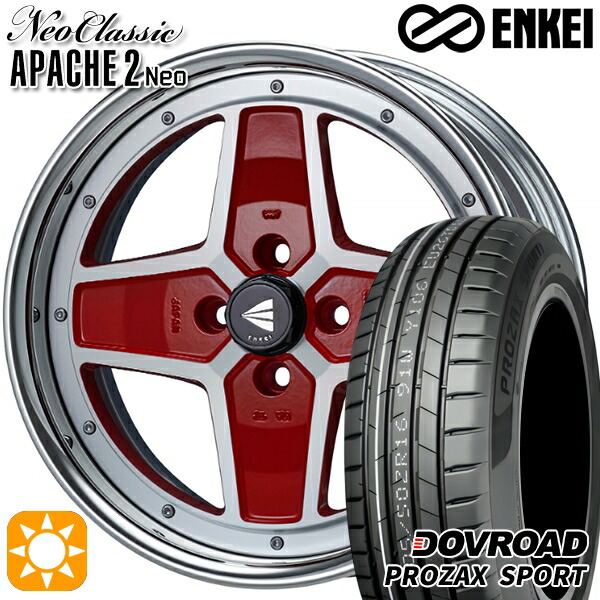 マツダ2 ノート 205/45R17 88W XL DOVROAD プロザックススポーツ ENKEI ネオクラシック アパッチ2 ネオ [Hi Disk] マシニングレッド 17インチ 6.5J 4H100 サマータイヤホイールセット
