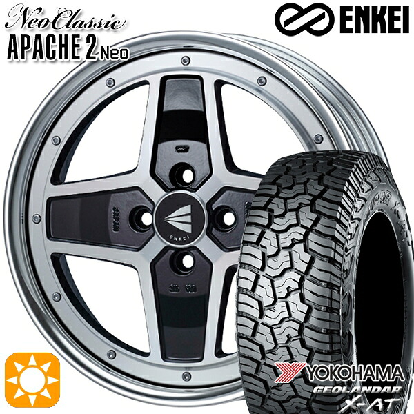 ライズ ロッキー LT215/70R16 100/97Q ヨコハマ ジオランダー X-AT G016 ENKEI ネオクラシック アパッチ2 ネオ [Lo Disk] マシニングブラック 16インチ 6.0J 4H100 サマータイヤホイールセット