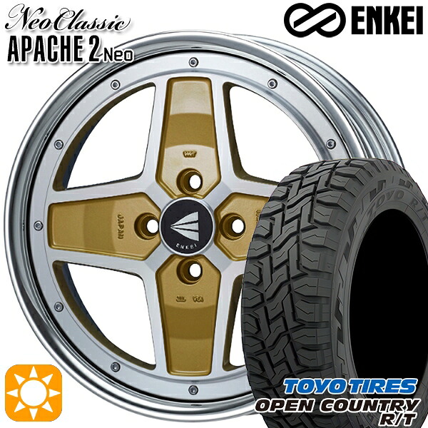 4/20ﾎﾟｲﾝﾄ10倍★アクア クロスビー 175/60R16 82Q トーヨー オープンカントリー R/T ENKEI ネオクラシック アパッチ2 ネオ [Lo Disk] マシニングゴールド 16インチ 6.0J 4H100 サマータイヤホイールセット