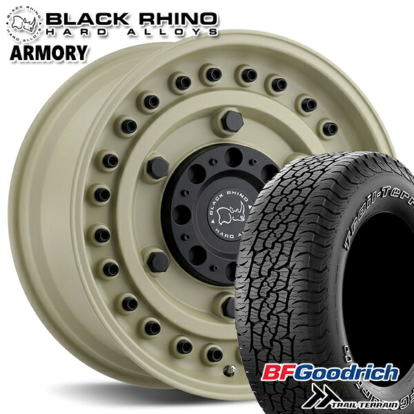 4/10ﾎﾟｲﾝﾄ10倍★JEEPラングラー 265/65R17 112T ORWL BFグッドリッチ トレールテレーン ブラックライノ ARMORY アーモリー DESERT SAND 17インチ 8.0J 5H127 サマータイヤホイールセット