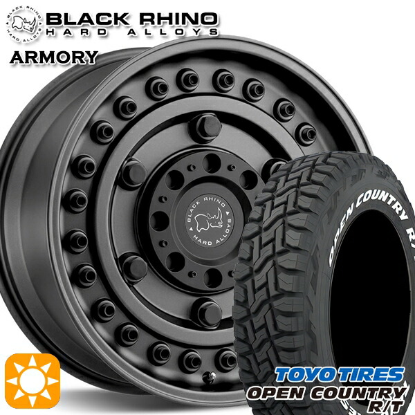 JEEPラングラー 285/70R17 116/113Q トーヨー オープンカントリー R/T ホワイトレター ブラックライノ ARMORY アーモリー GUNBLACK 17インチ 8.0J 5H127 サマータイヤホイールセット