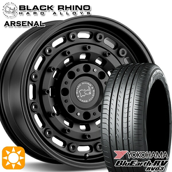 225/65R17 102H ヨコハマ ブルーアース RV03 ブラックライノ ARSENAL アーセナル TEXTURED MATTEBLACK 17インチ 8.0J 5H114.3 サマータイヤホイールセット