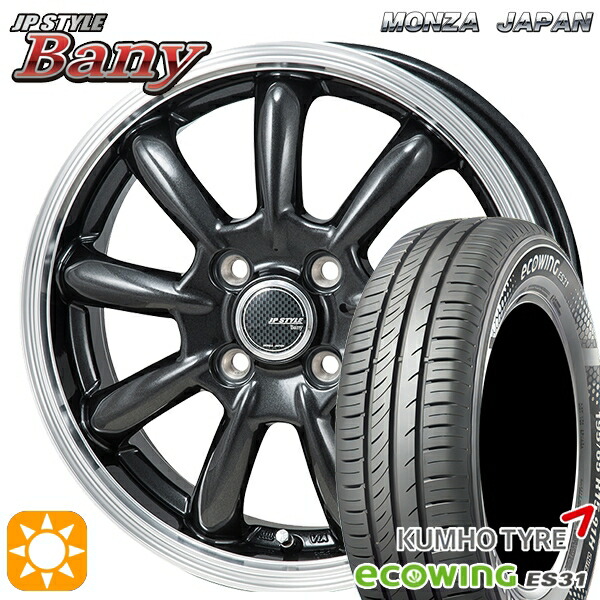 185/70R14 88T クムホ エコウィング ES31 モンツァ JPスタイル バーニー GM 14インチ 5.5J 4H100 サマータイヤホイールセット