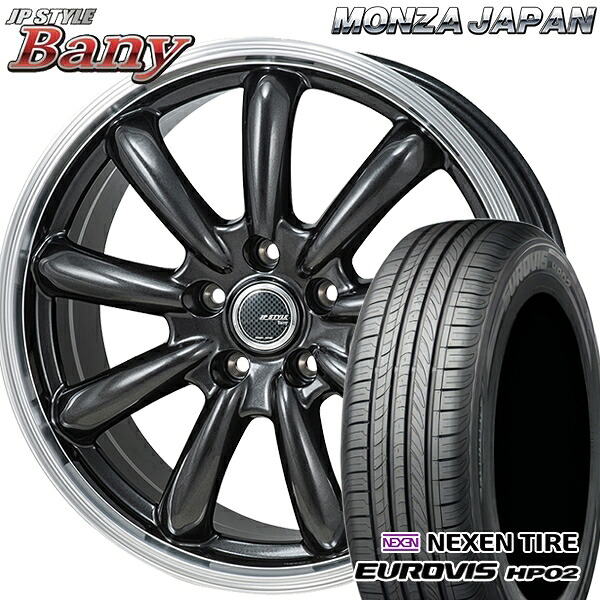 185/65R15 ネクセン ロードストーン ユーロビズ HP02 モンツァ JPスタイル バーニー GM 15インチ 6.0J 5H114.3 サマータイヤホイールセット