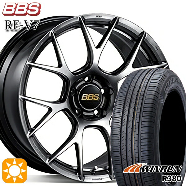 マツダ6 エクストレイル 225/60R18 104V XL ウィンラン R380 BBS RE-V7 ダイヤモンドブラック（DB） 18インチ 8.0J 5H114.3 サマータイヤホイールセット