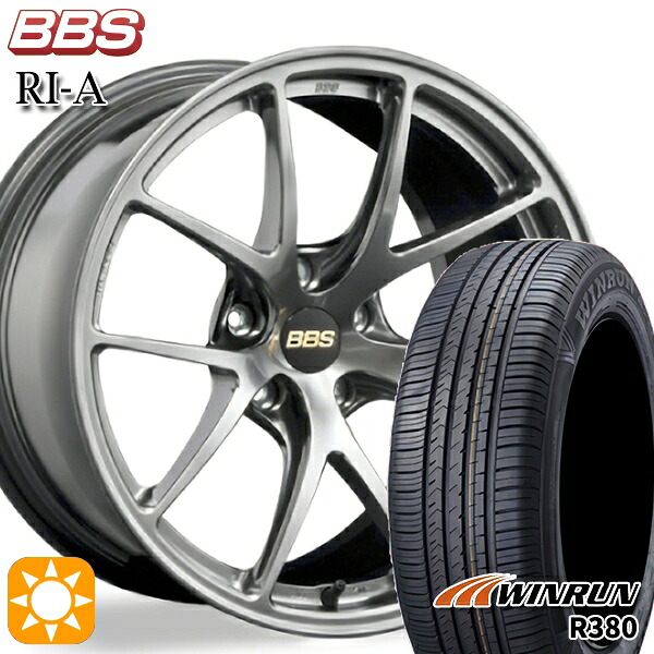 マツダ6 エクストレイル 225/60R18 104V XL ウィンラン R380 BBS RI-A ダイヤモンドブラック（DB） 18インチ 7.5J 5H114.3 サマータイヤホイールセット